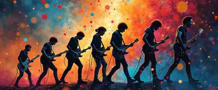 The Evolution of Rock Music in the Modern Era, Concept art for illustrative purpose, tags: musica anni - Monok